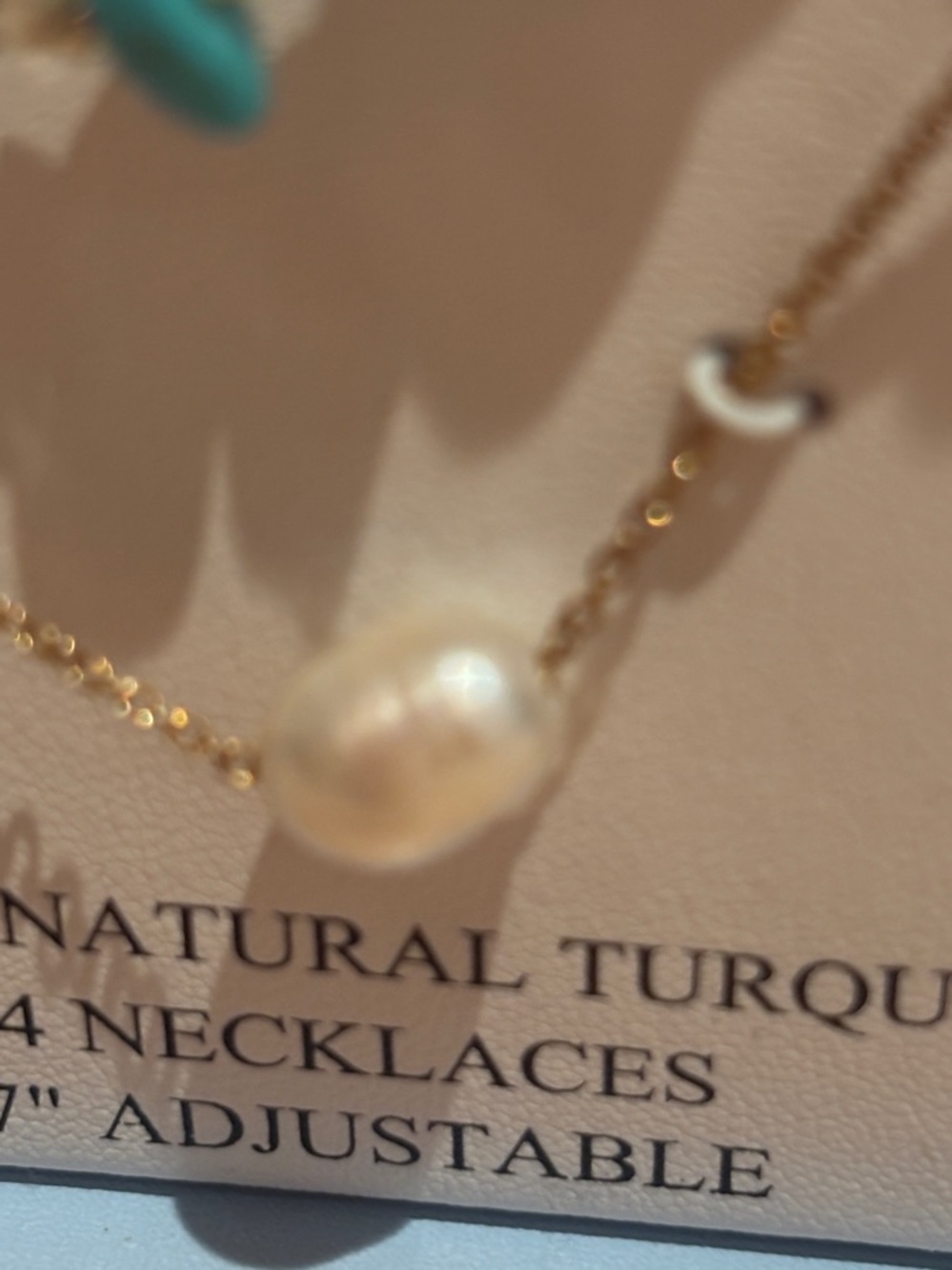 NIB Atterri gold, Turquoise & Freshwater Pearl Layered Necklace Set - Picture 6 of 8